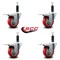Service Caster 3.5'' Red Poly Swivel 1'' Expanding Stem Caster Set Total Lock Brake, 4PK SCC-EXTTL20S3514-PPUB-RED-1-4 - alternate 4